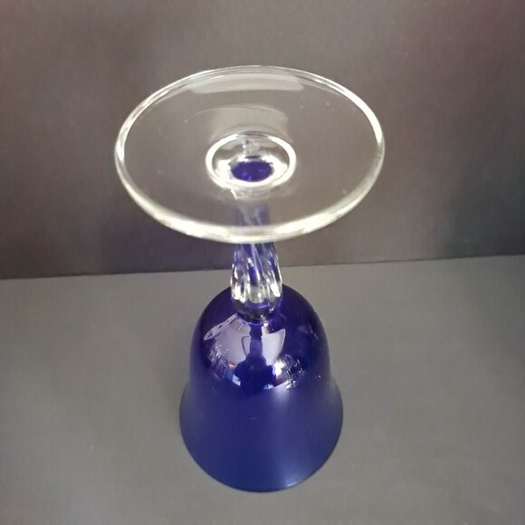 Cristal d'Arques Durand Sapphire Goblet 7 5/8" Cobalt Blue Clear Stem France - Picture 7 of 7